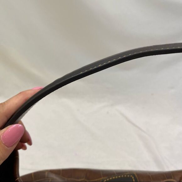 Dooney & Burke Logo Lock Hobo Croc Shoulder Bag with Matching Make Up Case - Picture 13 of 14